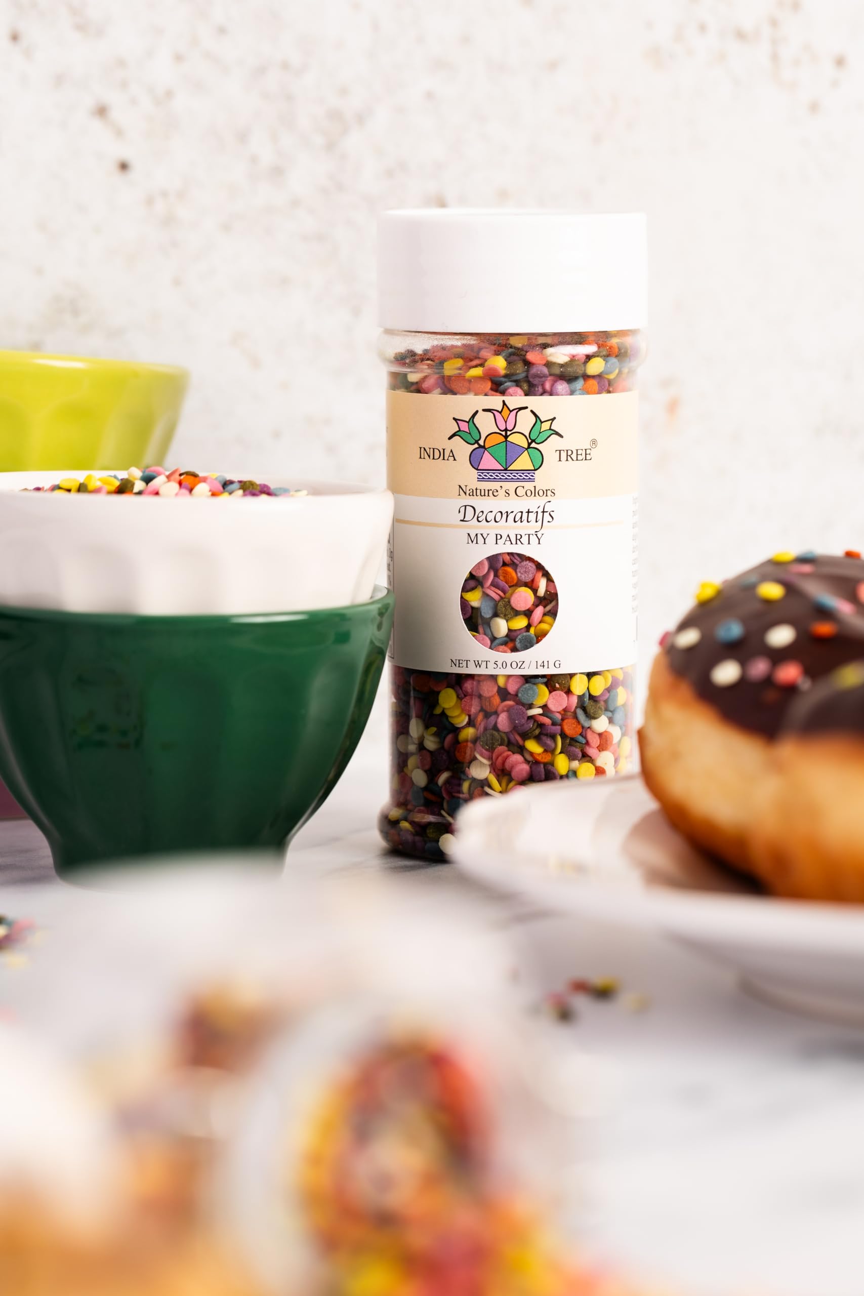 India Tree Nature's Colors Natural Rainbow Confetti Cake Decorations, 2.3 oz | Naturally Colored Baking Sprinkles for Cakes and Cookies, Top 9 Allergen Free, Red 3 Free, Made Without Artificial Dyes - Image 3